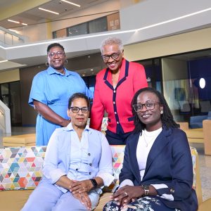 (clockwise from top left) Dr. Kesha Baptiste-Roberts, Dr. Yvonne Bronner, Dr. Marilyn Berchie-Gialamas, and Dr. Kim Dobson Sydnor